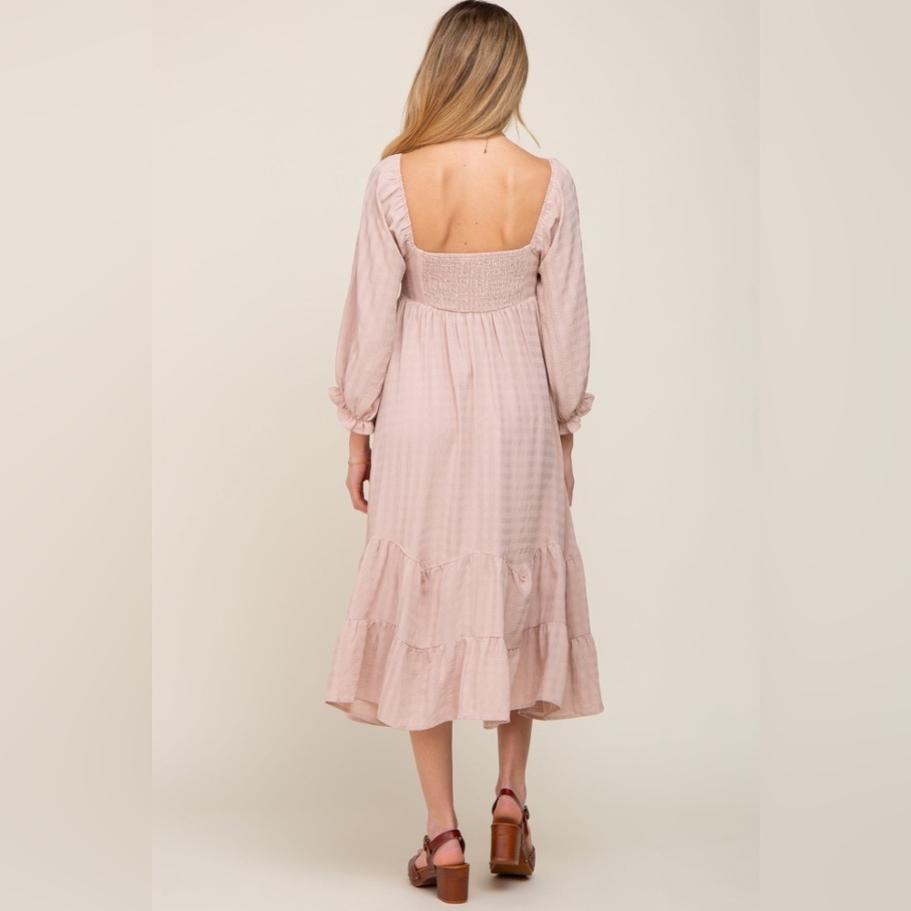 Pinkblush gingham checkered texture balloon sleeve midi dress nwt - Picture 3 of 5